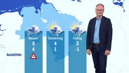 Ein Meteorologe steht vor einer Wettergrafik. © Screenshot 