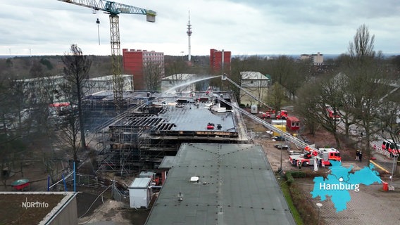 Löscharbeiten an einer Grundschule in Lohbrügge. © Screenshot 