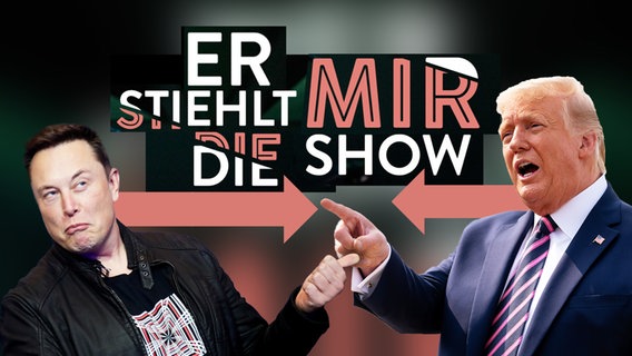 Elon Musk und Donald Trump in: Er stiehlt mir die Show. (extra 3 vom 09.01.2025 im Ersten) © NDR 