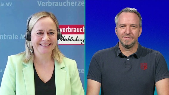 Wiebke Cornelius von der Verbraucherzentrale MV im Interview mit Steffen Baxalary. © Screenshot 