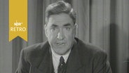 NWDR-Intendant Werner Pleister bei einer TV-Ansprache 1952 © Screenshot 