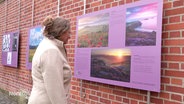 Eine Frau guckt sich die Ausstellung der prämierten Garten- und Naturfotos an. © Screenshot 