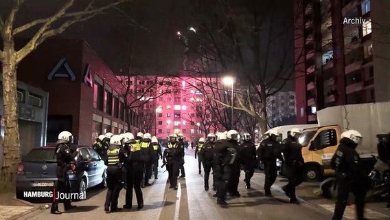 Die Einsatzkräfte der Polizei in der Silvesternacht. © Screenshot 