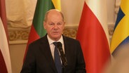 Bundeskanzler Olaf Scholz beim NATO-Ostseegipfel. © Screenshot 