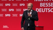 Der Kanzler Olaf Scholz auf Wahlkampftour in Wolfsburg. © Screenshot 