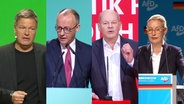 Olaf Scholz, Friedrich Merz, Robert Habeck und Alice Weidel. © Screenshot 