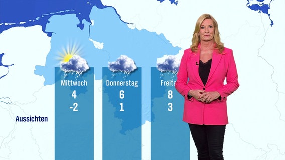 Claudia Kleinert moderiert das Wetter. © Screenshot 