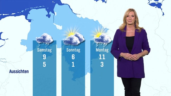 Claudia Kleinert mit der Wettervorhersage für die kommenden Tage. © Screenshot 