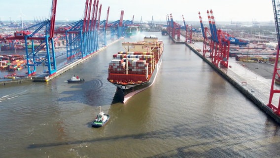 Ein Schiff fährt auf der Elbe. © Screenshot 