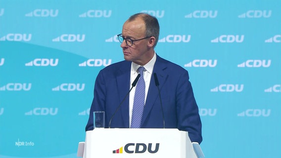 CDU-Chef Friedrich Merz auf einem Parteitag. © Screenshot 