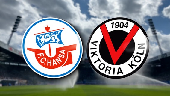 Die Logos der beiden Fußballclubs F.C. Hansa Rostock und FC Viktoria Köln © Screenshot 