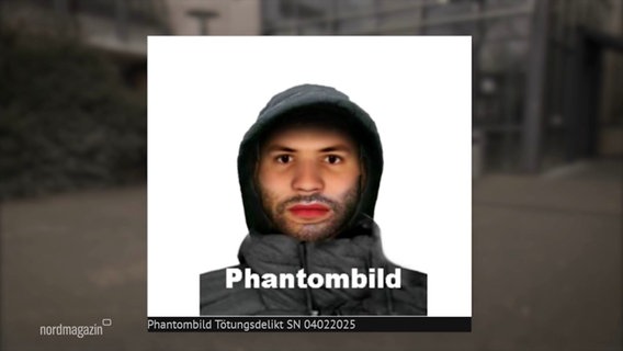 Das Phantombild eines Mannes mit Kapuzenjacke und Drei-Tage-Bart ist abgebildet. © Screenshot 