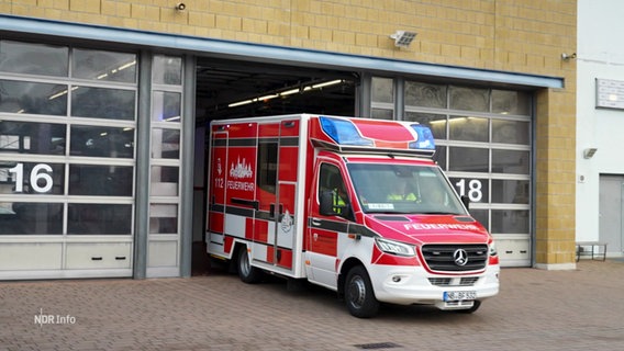 Ein Rettungsfahrzeug verlässt die Wache. © Screenshot 