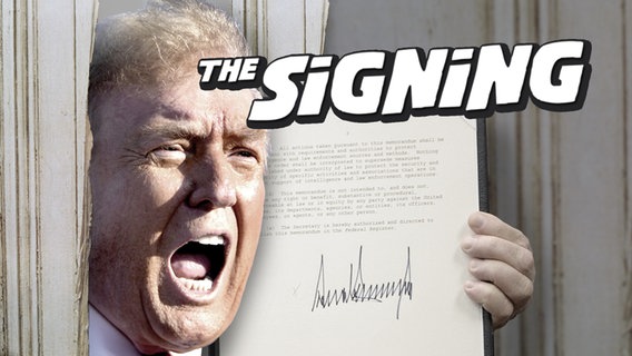 US-Präsident Donald Trump in "The Signing". (extra 3 vom 13.02.2025 im Ersten) © NDR 