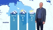 Ein Meteorologe steht vor einer Wettergrafik. © Screenshot 