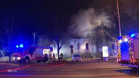 Einsatzkräfte der Feuerwehr löschen einen Brand. © Screenshot 