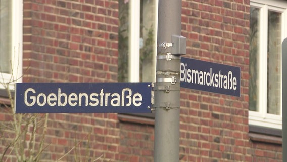 Straßenschilder an der Kreuzung von Goebenstraße und Bismarckstraße. © Screenshot 