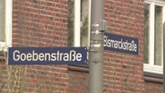 Straßenschilder an der Kreuzung von Goebenstraße und Bismarckstraße. © Screenshot 