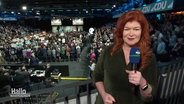 Reporterin Sophie Mühlmann von der Wahlkampfveranstaltung der CDU in Vechta. © Screenshot 