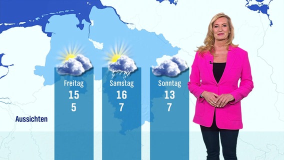 Claudia Kleinert moderiert das Wetter. © Screenshot 