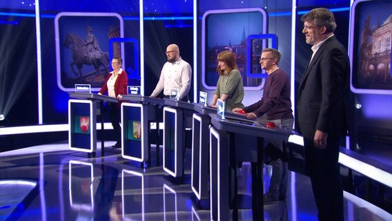 Die Kandidaten bei der NDR Quizshow. © Screenshot 