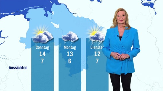 Eine Meteorologin steht vor einer Wettergrafik. © Screenshot 