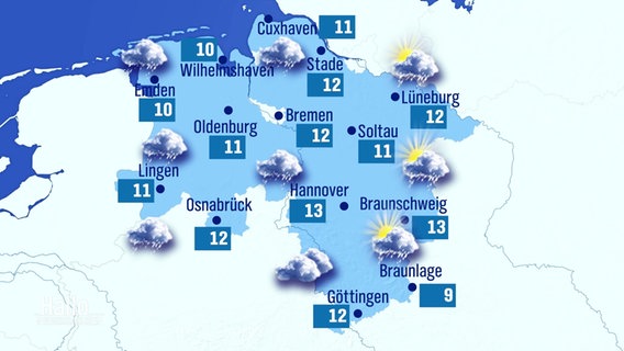 Wetterkarte von Niedersachsen © Screenshot 