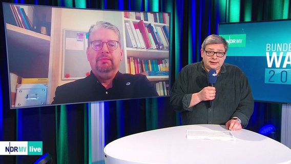 Frank Breuner im Gespräch mit dem Politikwissenschaftler Wolfgang Muno von der Universität Rostock. © Screenshot Foto: Screenshot NDR