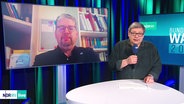 Frank Breuner im Gespräch mit dem Politikwissenschaftler Wolfgang Muno von der Universität Rostock. © Screenshot Foto: Screenshot NDR