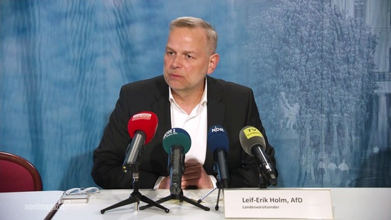 Leif-Erik Holm von der AfD bei der Landespressekonferenz. © Screenshot 