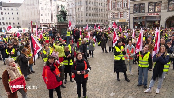 Kundgebung der Gewerkschaft ver.di auf dem Gänsemarkt in Hamburg © Screenshot 