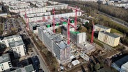 Die Großbaustelle der Zollhochschule Rostock von oben. © Screenshot 