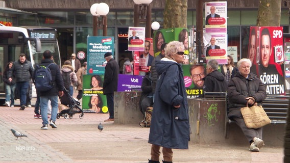 Wahlplakate in einer Hamburger Fußgängerzone © Screenshot 