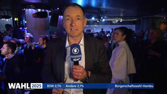 Peter Kleffmann berichtet live von der CDU-Wahlparty. © Screenshot 