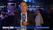 Peter Kleffmann berichtet live von der CDU-Wahlparty. © Screenshot 