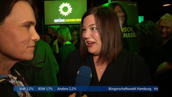 Katharina Fegebank auf der Wahlparty der Grünen © Screenshot 