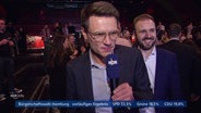 NDR Reporter Johannes Jolmes auf der SPD Wahlparty. © Screenshot 