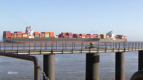 Zwei Containerschiffe fahren auf der Nordsee. © Screenshot 