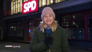 NDR Reporterin Ines Jacobi berichtet live von der Parteizentrale der SPD © Screenshot 