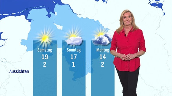 Eine Meteorologin steht vor einer Wettergrafik. © Screenshot 