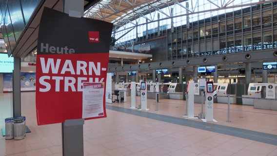 Die Ver.di kündigt am Hamburger Flughafen einen Warnstreik an. © Screenshot 