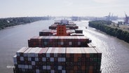 Ein Containerschiff auf der Elbe. © Screenshot 