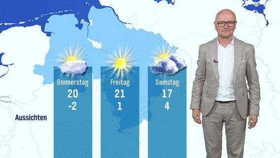 Ein Meteorologe steht vor einer Wettergrafik. © Screenshot 