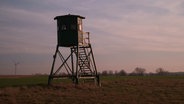 Ein Hochsitz steht auf einem Feld. © Screenshot 