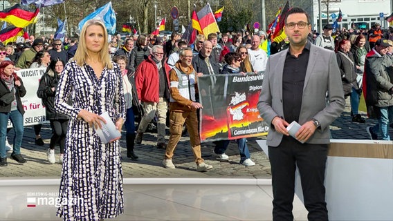 Gabi Lüeße und Christopger Schellemeier im Studio des Schlesweig-Holstein Magazins. © Screenshot 