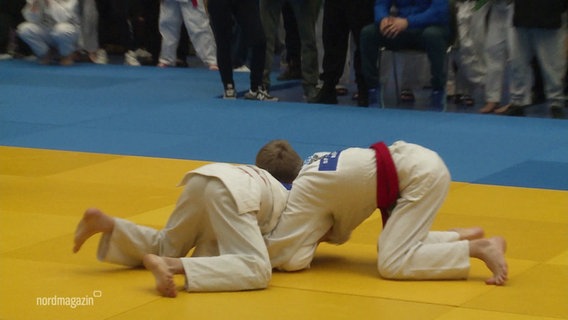 Zwei jüngere Judoka liegen ringend am Mattenboden. © Screenshot 