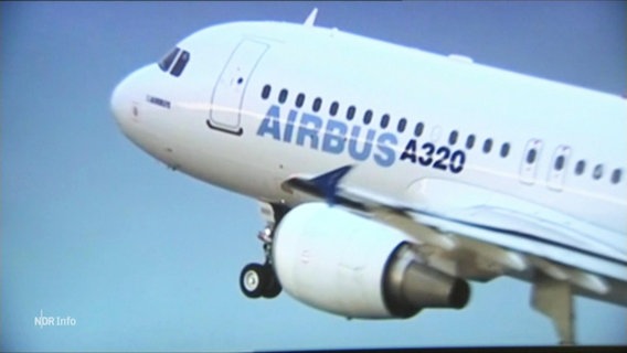 Ein Flugzeug von Airbus.  