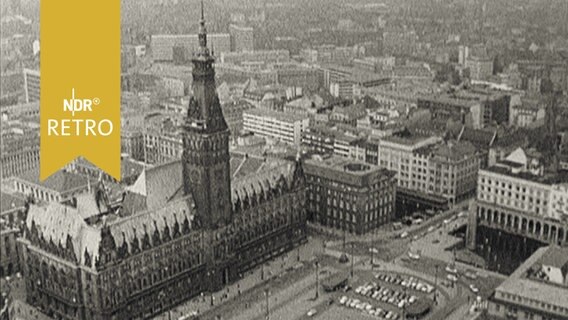 Luftaufnahme Hamburger Rathausmarkt (1963)  