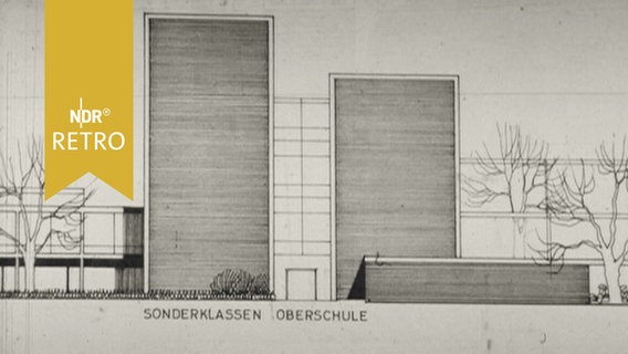 Planzeichnung für Gebäude des neuen Schulzentrums in Braunschweig 1965  