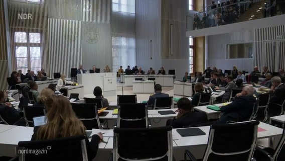 Blick in den Landtag Mecklenburg-Vorpommerns während einer Sitzung © Screenshot 